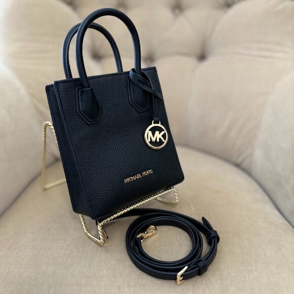 NEW Auth MICHAEL KORS Iconic Mercer Pebbled Leather MINI Crossbody Tote Bag - Picture 2 of 6